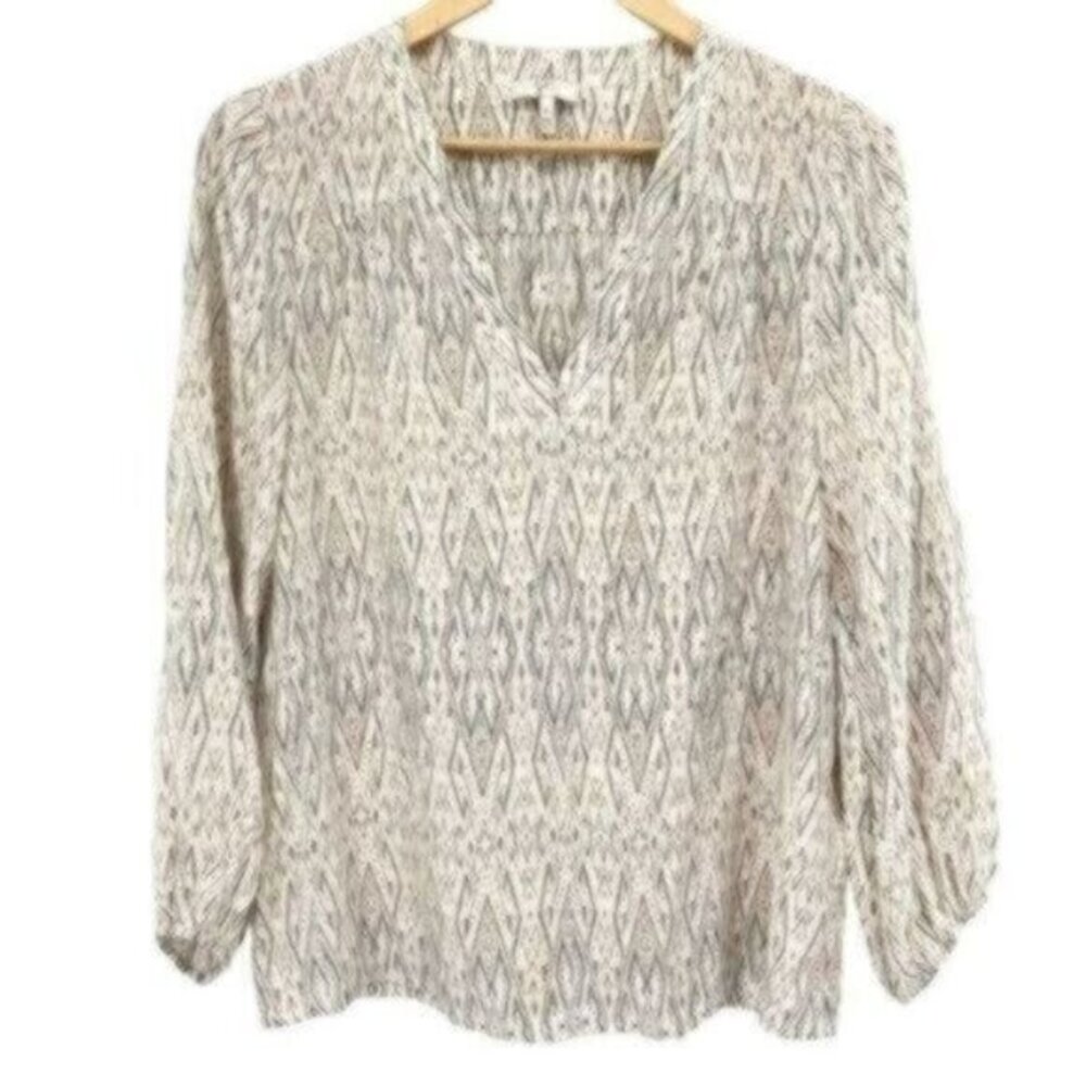 Joie Egro Print Cream Silk Blouse Top